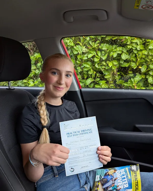 First-time pass celebration after driving lessons in Staffordshire