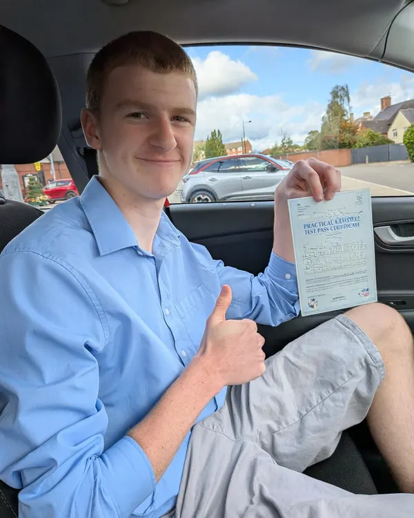 Successful driving test pass photo with Jamie Almond Driving Tuition